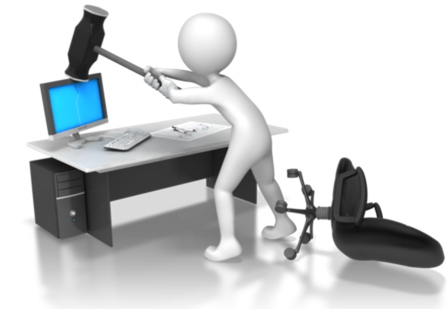 Smashing PC With Hammer